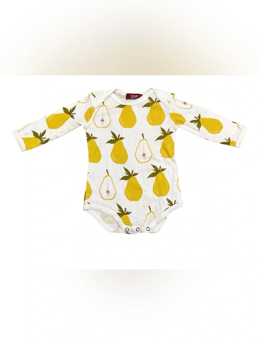 Milkbarn Pear Fruit Long and Short Sleeve Bodysuits NWOT Baby Size 6-12 Months